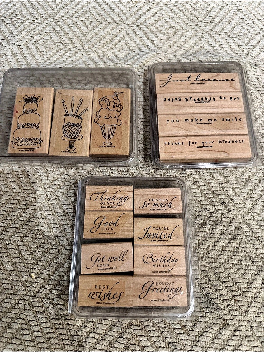 Bundle of 3 Stampin' Up! stamp sets! Rubber & Wood Stamp Set Bundle